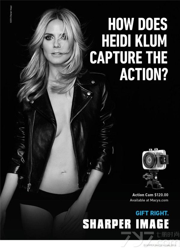 德国超模海蒂克鲁姆（Heidi Klum）为销售品牌拍摄了一组电子产品广告大片，黑白画面，海蒂克鲁姆赤裸上身OR真空上阵，大秀性感半球，诱惑撩人！