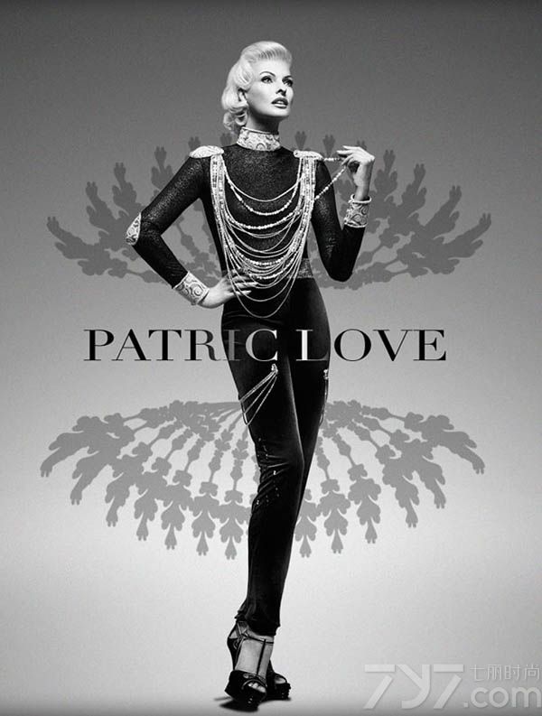 Patric Love2014春夏广告大片，由超模琳达·伊万格丽斯塔（Linda Evangelista）性感演绎。摄影师采用黑白手法拍摄，加拿大美女琳达身穿品牌奢华礼服，完美演绎出好莱坞影星复古优雅！