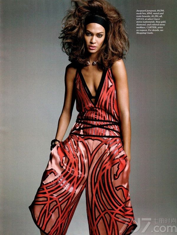 波多黎各的美女超模琼·斯莫斯（Joan Smalls）登上《ELLE》杂志美国版2014年1月刊封面，身穿土豪金和性感透视礼服以及夸张炫黑晚礼服和时尚保暖毛衣等演绎冬季时尚。