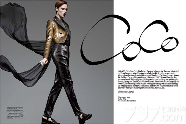 加拿大超模可可·罗恰（Coco Rocha）登上《Dressed to Kill》杂志2013冬季版封面，演绎酷帅有型冬季时尚前卫穿着。