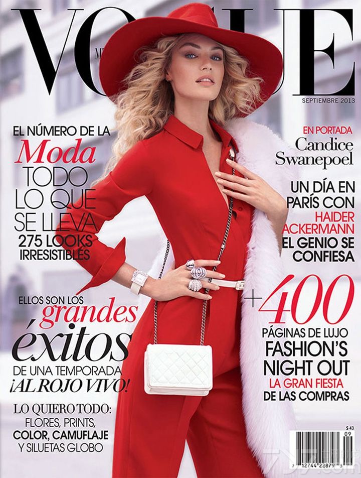 时尚杂志《Vogue》发布墨西哥版2013年9月号时尚广告大片。本次广告大片由Candice Swanepoel出镜演绎。Candice Swanepoel的腼腆恬静在众天使中显得犹为凸出，拥有近乎完美的身材，丰满的胸部，纤细的腰身和修长的双腿，笑容含蓄妖媚，配合她那双会说话的眼睛，令人无法抵挡。