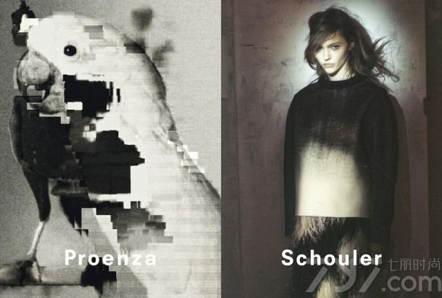 美国时尚品牌Proenza Schouler 2013秋冬时尚女装广告大片中，草摩Sasha Pivovarova的凌厉气质被抒发尽致，阴暗的画面与强势的设计风格被演绎得十分契合。Proenza Schouler的设计师Jack和Lazaro是两个头脑清楚、很有想法又十分有趣的年轻人。带着些许小聪明的时髦女孩们一定会喜欢Proenza Schouler的这个系列，因为这个摩登的系列会让女孩们看起来比以往的自己更时髦、更抢眼。