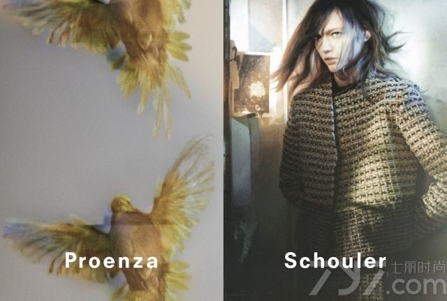 美国时尚品牌Proenza Schouler 2013秋冬时尚女装广告大片中，草摩Sasha Pivovarova的凌厉气质被抒发尽致，阴暗的画面与强势的设计风格被演绎得十分契合。Proenza Schouler的设计师Jack和Lazaro是两个头脑清楚、很有想法又十分有趣的年轻人。带着些许小聪明的时髦女孩们一定会喜欢Proenza Schouler的这个系列，因为这个摩登的系列会让女孩们看起来比以往的自己更时髦、更抢眼。