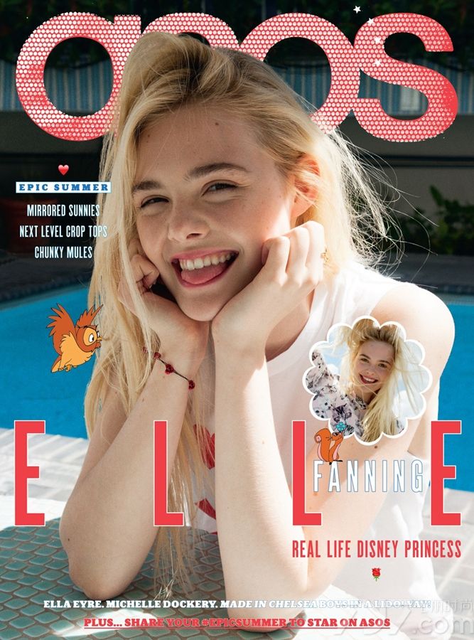 童星出身的艾丽·范宁 (Elle Fanning)是著名演员汉达科塔·范宁的亲生妹妹，90后的艾丽·范宁演绎着青春气息，近日，Elle Fanning登上《ASOS Magazine》最新宣传册封面。尽显夏日甜美气息！