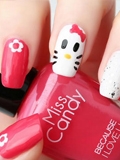 hello kitty美甲图片,hello kitty主题美甲,hello kitty美甲图案